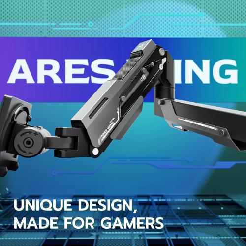 ARES WING Vertical Dual Monitor Mount - 24-57 Aluminum Heavy Duty Monitor Arms for 2 Monitors, Fully Adjustable Gas Spring Stacked Monitor Stand with 75/100/200 Vesa Mount, Black