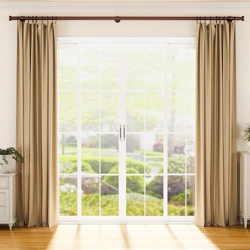 YaFex Heavy Duty Curtain Rods 32-150 Inch, 1 Inch Adjustable Bronze Curtain Rod for Windows, Extra Long Window Treatment Rods with Aluminium Finials, Easy Installation