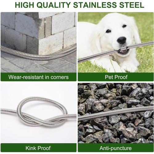 Metal Garden Hose 100FT, Stainless Steel Heavy Duty Water Hose with 10 Function Nozzle & Brass Nozzle, Sturdy and Lightweight, No Kink & Tangle, Easy to Use & Store, Suitable for Yard and Lawn