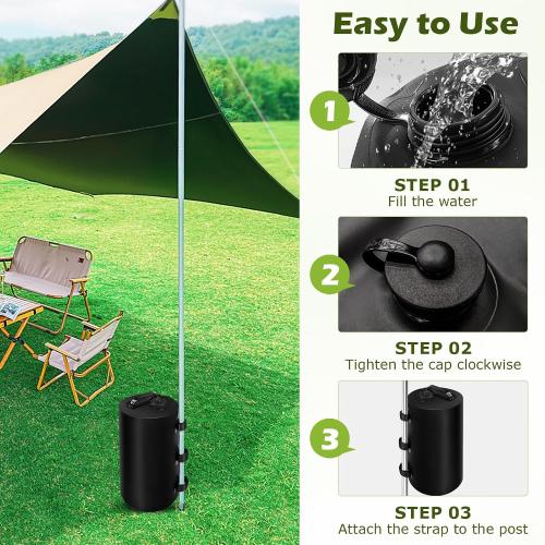 Canopy Water Weights Bag Set of 4, 176LBS Water Weights for Canopy Tent Legs, Heavy Duty Canopy Tent Weights for Gazebo, Pop Up Canopy, Tent, 4 x 20L, Black