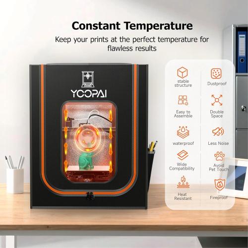 3D Printer Enclosure with LED Light, Fireproof Dustproof Tent Constant Temperature Protective Cover for Ender3 Max Neo/Ender3 S1 Plus/Ender 5/ Pro/Plus/Neptune 4 Plus/CR-10/10S PRO10 Mini/CR-X, Large