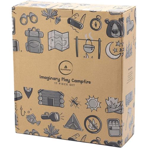 Pretend Campfire - Sensory Play Pretend Camping Set for Kids with Plush Fire, Logs and Stones - 17 Pieces - Safe, Soft, Fake Fire Pit - Felt Toy Campfire Playset for Kids