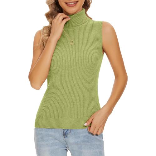 Sleeveless Turtlenecks Tops for Women Lightweight Knit Sleeveless Vest Stretchy Turtleneck small