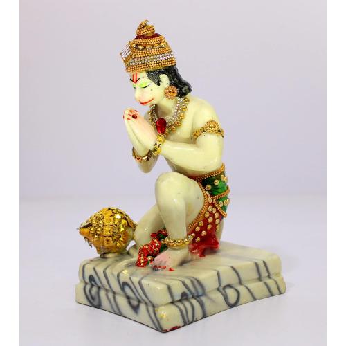 eSplanade Resin Hanuman Anjaneya Pavan Putra Idol Murti Moorti Statue (8.5 x 5.25 Inches)