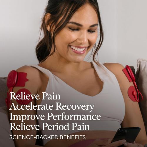 PowerDot Therabody 2.0 Duo - Stim TENS Unit for Pain Relief - Bluetooth Electrical Muscle Stimulation Device, 2 Smart Wireless NMES & TENS Pods for Muscle Pain, PMS and Menstrual Period Cramps (Red)