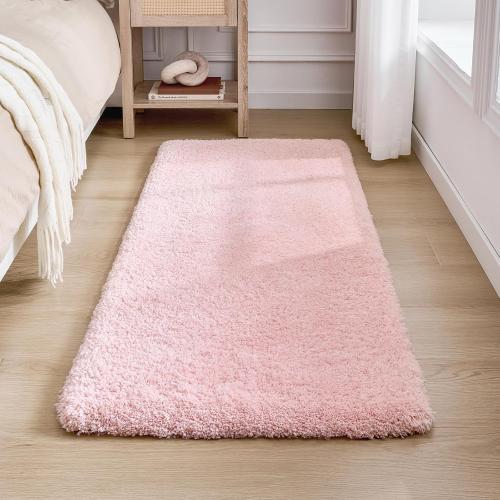 Disolla Pink Bathroom Rug 24x48 - Non-Slip Plush Thick Bath Mat, Highly Absorbent & Ultra Soft Fluffy Floor Mat, Machine Washable for Shower and Tub