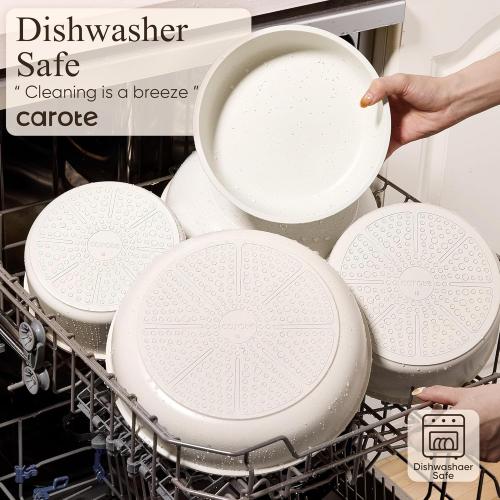 CAROTE 19pcs Pots and Pans Non Stick, Cookware Sets Detachable Handle, Induction Kitchen Pots and Pans,NonStick Cooking Set, Oven/Dishwasher/Fridge Safe, Space Saving