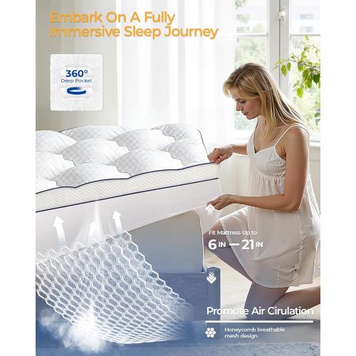 3 Inch Full Mattress Topper, Extra Thick Memory Foam Mattress Pad for Back Pain Relief, Pillow Top Mattress Topper with Breathable Air Mesh Sides, Soft Fluffy Supportive Pressure-Relieving Bed Topper