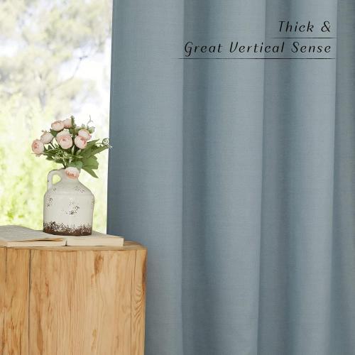 NICETOWN Linen Stone Blue Window Curtains 84 inches Long, Grommet Thick Linen Blend Window Treatments Privacy Assured with Light Filtering for Bedroom/Living Room, W42 x L84