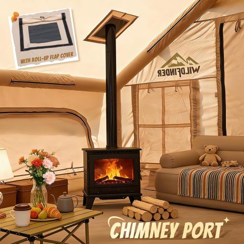 Inflatable Tent with Skylight, Quick Setup Blow Up Tents with Pump, Hot Tent with Stove Jack, Waterproof Oxford Inflatable House for Camping, Air Glamping Tents for Camping Adult