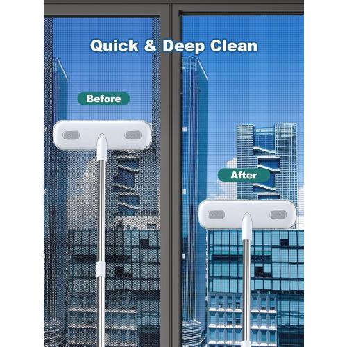 IMHO Cleaning Brush for Window Screen, Screen Cleaner Tool, 2 in 1 Mesh Screen Cleaning Brush, Small Brush for Patio, Door, Porch Screens, White &Grey Brush Cleaners for Screen
