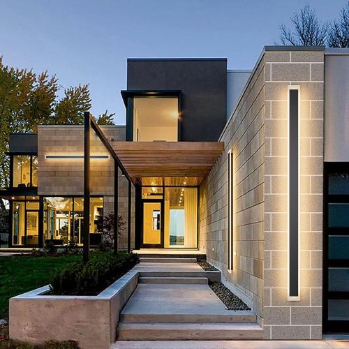 Aipsun Outdoor Lights 2 Pack,Modern Outdoor Wall Light Fixture Long Strip LED Wall Sconce IP65 Anti Rust Warm Light 3000K Exterior Wall Mount Lights for Entrance, Hallway, Garage, Porch
