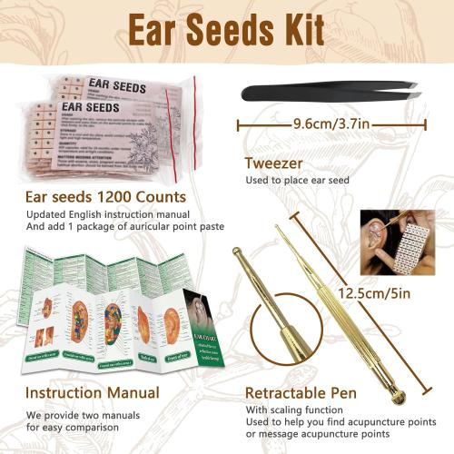 Acupuncture Super Set: 5-Head Electronic Acupuncture Pen   Gua Sha Tool   Ear Seeds   Retractable Acupuncture Pen   4 x Extra Massaging Gel   Tweezers Chart Batteries (Acupuncture Set(with A new bag))