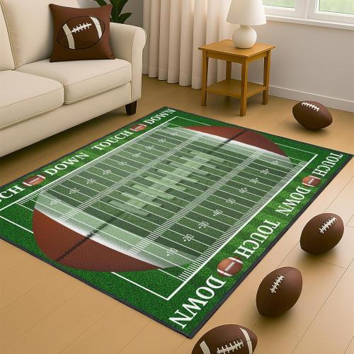 Football Rug for Bedroom,3'x5' Non-Slip Football Field Rugs,Sports Rug for Room and Lving Room Decor
