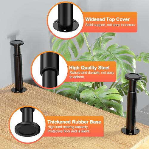 4 Pcs Adjustable Bed Center Support Legs 10-17 inch for Bed Frame/Bed Center Slat, Metal Adjustable Furniture Legs for Bed/Cabinet/Sofa/Dresser/Couch/Table,Heavy Duty Bed Replacement Legs