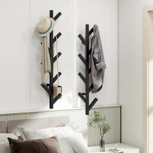 Vlush Wall Mounted Metal Coat Rack with 9 Hooks Modern Minimalist & Upright Coat Rack for Hanging Clothes, Hats, Hanging Bags and Scarves Entrance Wall Iron Coat Racks (Black)❗MAY HAVE MISSING PIECES