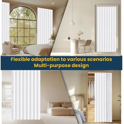 AJAZZ 100% Blackout Magnetic Door Curtain Patio Door Curtain Invisible Folding Door for Bedroom Living Room Accordion Doorway Sets Included Tracks (1 Pack, 72W x 79 L, White)