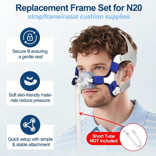 Upgraded Supplies for Airfit N20, Includes Head Strap, Frame, Nasal Cushion(L), Softer Nose Touching for Airtouch N20 Users, Secure Seal & Enhanced Comfort CPAP Supplies by MEDICOLOR, Large