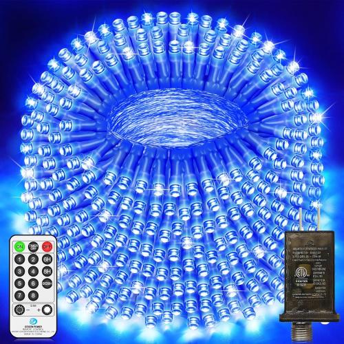 JXLEDAYY 403 FT 1000 LED Christmas Lights Outdoor Fairy Lights Plug in Extra Long String Lights Waterproof 8 Modes Timer for Outside House Tree Garden Yard Wedding Party Decorations-Blue