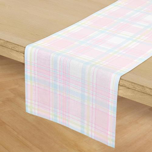 Solino Home 100% Pure Linen Table Runner Plaid, Palm Beach Plaid 14 x 36 in COLOR RED- ORANGE