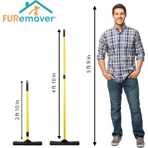 FURemover Pet Hair Removal Rubber Broom, Telescopic Handle