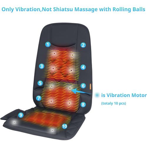 10 Vibration Motors, Massage Seat Cushion with Heat,Back Massager for Chair Back Massager Heated Seat Cover Massage Chair Pad for Pain Relief Home Office Use