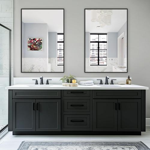 TRAHOME Bathroom Vanity Mirror for Wall, 2 Pack 36 x 24 Metal Framed Rectangular Bathroom Wall Mirror for Over Sink, HD Shatterproof Glass, Hangs Horizontally or Vertically(Black)