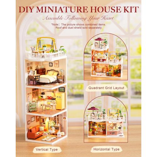 Rolife Super Creator Series Accessroies, DIY Mini Flower Garden Scenery Kit, Miniature Dollhouse Castle Building Kit's Part, Chic Café Terrace Gift for Kids Adults Women