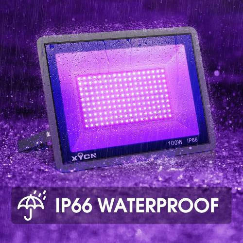 300W 4 Pack 100W LED Black Lights, Blacklight Flood Light with Plug and Switch, 120VAC IP66 Waterproof Blacklight for Halloween Party, Glow in The Dark, Stage Light, Body Paint, Neon Glow