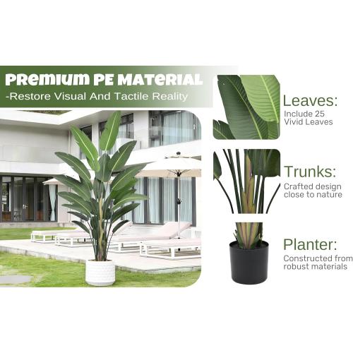 Roselywed Artificial Bird of Paradise Tree 9FT with 25 Leaves Realistic Thick Banana Leaf Deluxe Tall Large Tropical Plant 106 Inch Black Pot for Indoor Home Office Porch Mall Hotel School Decoration