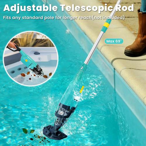 Green EFURDEN Pool Vacuum for Above Ground Pool, Cordless Handheld Rechargeable Pool Cleaner with Running Time Up to 60 Minutes for Sand and Debris, Ideal for In-Ground Pools, Spas, and Hot Tubs (Green)