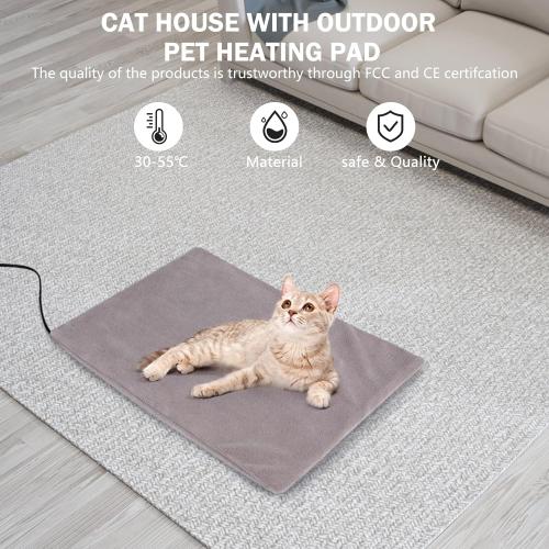 GASUR Large Heated Cat House for Outside Winter, 100% Waterproof Outdoor Cat House w/Cat Heating Pad, Insulated Cats Houses Outdoor w/Highly Elevated Base, Warm Cat Shelter for Outside Stray Barn