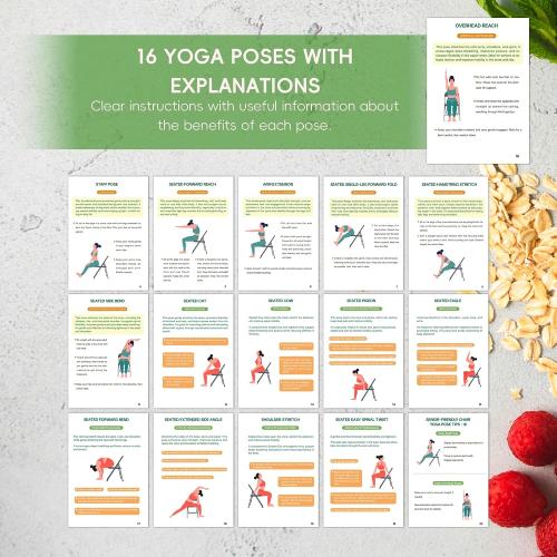 Chair Yoga for Seniors Over 60 Book & Chart – 30-Day Challenge, Gentle Seated Yoga Guide, Chair Yoga for Weight Loss & Flexibility, Senior Chair Exercises for Women & Men, 8.5x11 Book on Chair Yoga