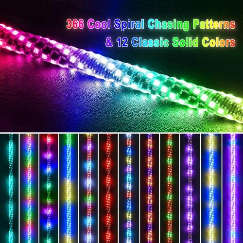 3FT LED Whip Lights for UTV RGB Chasing/Dancing Light Remote Control APP-Supported, 600  Color Mode Combinations, RGB Chasing Lighted Antenna Whips for UTV, ATV, Truck, Dune Buggy