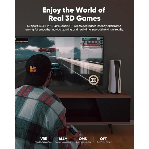 Highwings 8K 10K 4K HDMI Cable 48Gbps 6.6FT/2M, Certified Ultra High Speed HDMI Cable Braided Cord-4K@120Hz 8K@60Hz, DTS:X, HDCP 2.2 & 2.3, HDR 10 Compatible with Roku TV/PS5/HDTV/Blu-ray