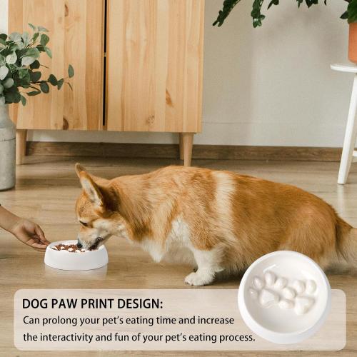 Slow Feeder Dog Bowls Ceramic, Non-Slip Slow Feeder Bowl for Small Medium Dogs & Cats, Puzzle Puppy Food Dish for Fast Eater