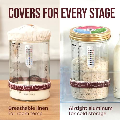 Superbaking Sourdough Starter Jar, Beginner Sourdough Starter Kit, 34oz Wide Mouth Sour Dough Glass Jar with Guides & Recipes, Sourdough Bread Baking Supplies, Sourdough Container Crock