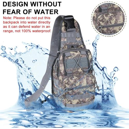 Qcute Tactical Backpack, Waterproof Military Cross-body Molle Sling Shoulder Backpack Chest Bag for Outdoor Every Day Carry