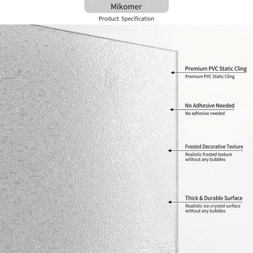 Crystal Etched Window Film Privacy Static Cling No Glue Anti UV 35x118in | Cover Decal Tint Decor Office Apartment Balcony Sun Blocking Light Filtering Glare Reduction Heat Control