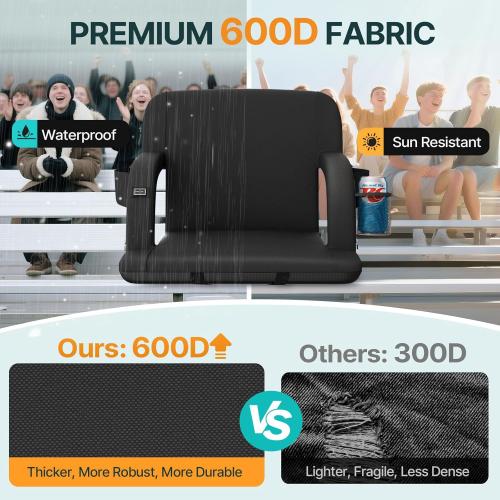 HOPERAN 21 2pcs Dual-Sided Heated Stadium Seats for Bleachers with Back Support, 3 Levels Heating Stadium Seating for Bleachers Seat with Backrest, 5 Pockets Portable Stadium Chair for Outdoor