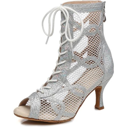 Size 8.5 Minishion Sexy Dance Heels for Women Mesh Party Eveing Ankle Sandals Boots