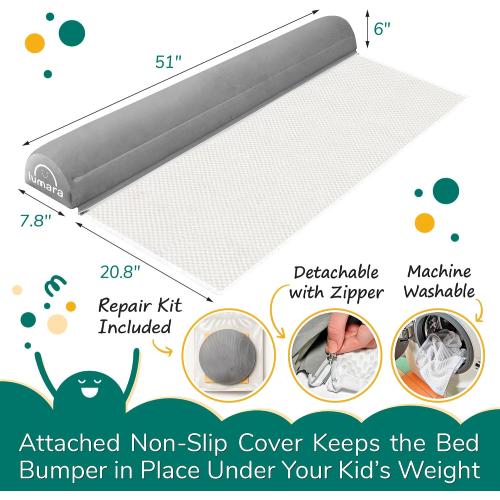 LUMARA Inflatable Bed Rail for Toddlers - Portable Travel Bed Bumper for Kids Fits Twin Full Queen King Size Beds - Non-Slip Safety Guard Rails