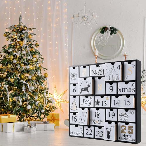 SUNGIFT Christmas Wooden Advent Calendar Boxes with 25 Drawers and Numbers to Fill 2025, DIY Countdown Advent Calendar Decoration Xmas Gift for Kids, Adults, Family, Friends