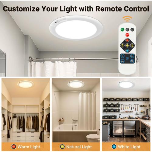 Wireless Closet Lights Motion Sensor - No Wiring Rechargeable Ceiling Light Night Light Indoor, Battery Operated Led Lights for Bedroom with Remote, Living Room Bathroom Home & Kitchen Decor Lighting