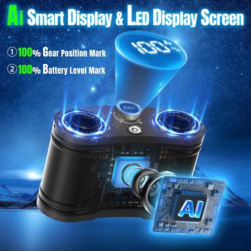 2026 25000MAh AI Portable Waist Fan, 100 Speeds 34000RPM Strong Airflow, Belt Fan with up to 145H of Working Time, Flashlight,Rechargeable Wearable Personal Fans for Outdoor