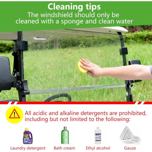 Size 37.5W X 33.6H 10L0L Golf Cart Windshield for Club Car Precedent 2004-Up, Tempo, Clear/Tinted Fold Down Club Car Windshield Anti-UV Impact Resistant - Size 37.5W X 33.6H