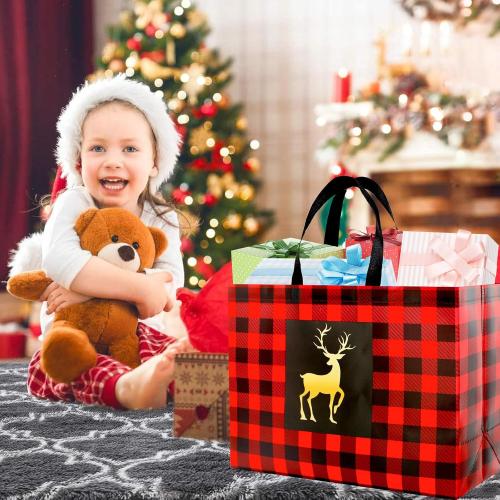 8PCS Extra Large Christmas Bags Reusable Holiday Gift Bags with Handles for Xmas Party Supplies