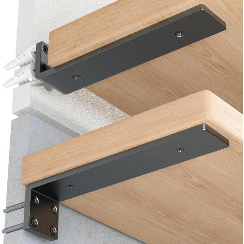 Heavy Duty Metal Shelf Brackets 6-Inch, Set of 4, Modern Black Matte Finish, 1/5 Thick Steel, Easy-to-Install, Strong Support for Shelves, Versatile & Stylish