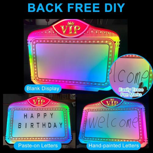 Bottle Service Lights, Custom Wedding Sign with 4 Interchangeable Letter Sets & 1 Numbers Set, LED Handheld Marquee Sign for Birthdays, Bachelorette & Club Nights & Party Photos(VIP)