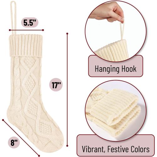 Mr. Pen- Christmas Stockings, 4 Pack, 18 Cream Stockings Christmas, Stockings for Christmas, Stocking Christmas, Cream Knit Stockings Christmas Stocking, Cream Christmas Stockings